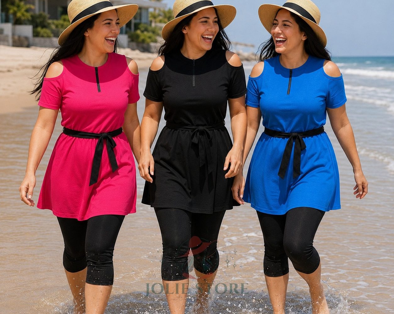 Ensemble de Bain Couvrant Femme – Tunique & Legging Capri | 3 Couleurs